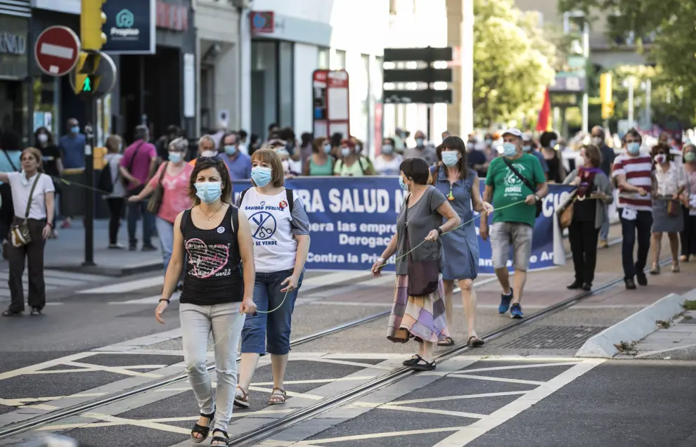 Manifestación a favor de la sanidad pública en Zaragoza