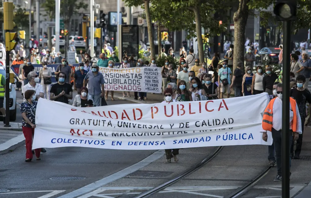Manifestación a favor de la sanidad pública en Zaragoza
