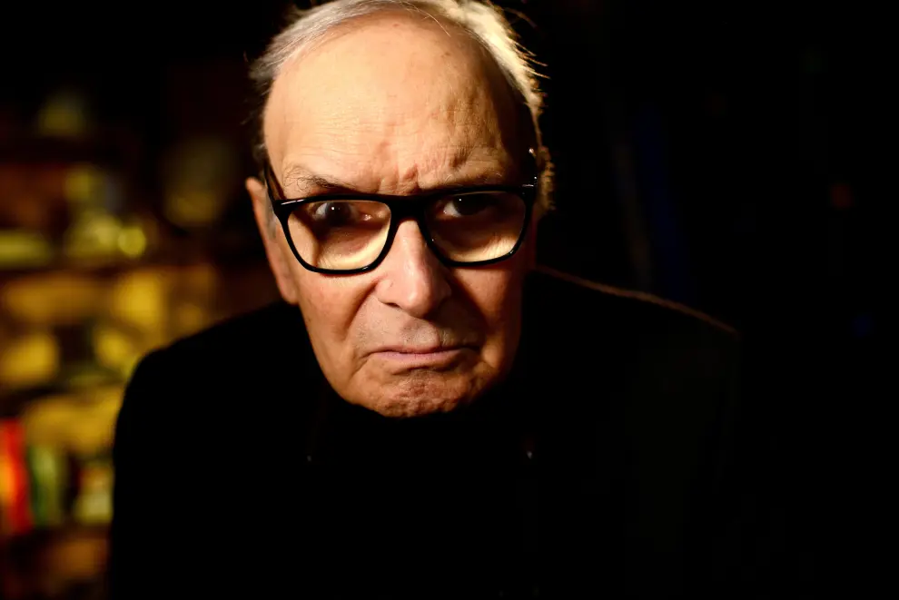 FILE PHOTO: Italian composer Ennio Morricone poses for a portrait at the O2 Arena in London