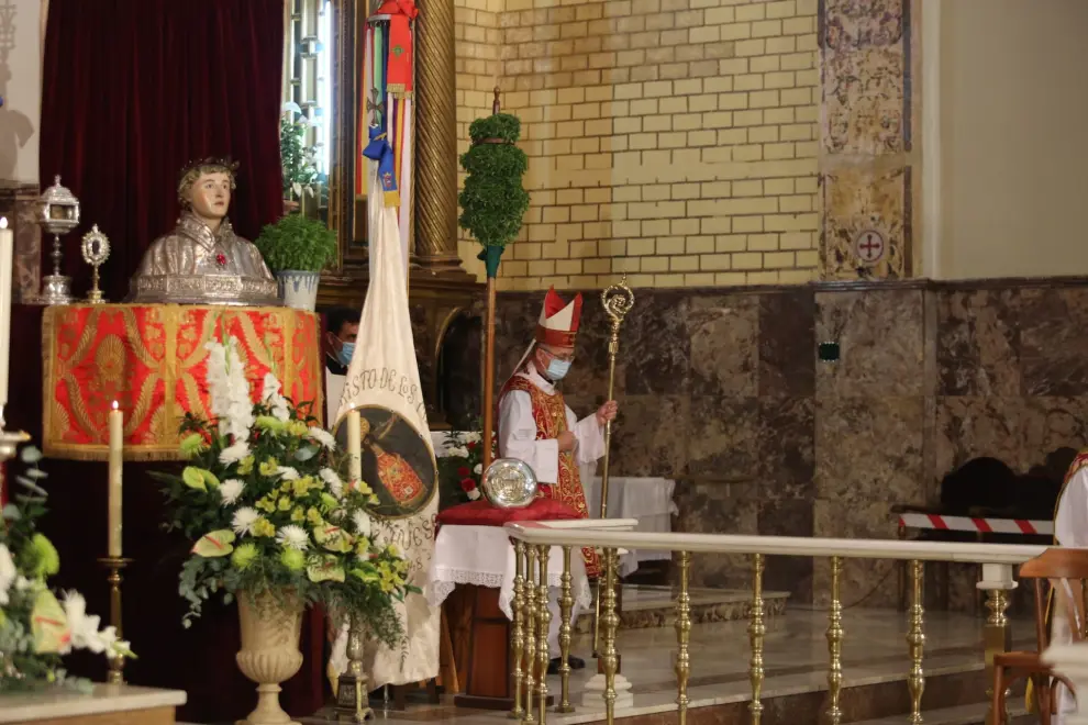 Misa en honor a San Lorenzo en la catedral de Huesca en el día grande de las 'no fiestas'