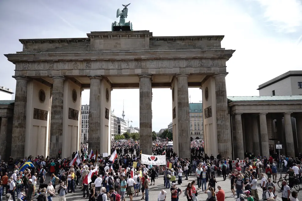 Manifestación de los negacionistas en Berlín