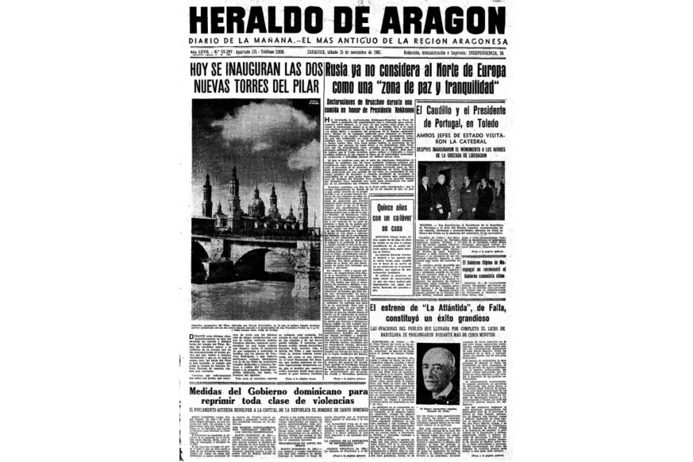 25.11.1961. Inauguración de las dos nuevas torres del Pilar de Zaragoza