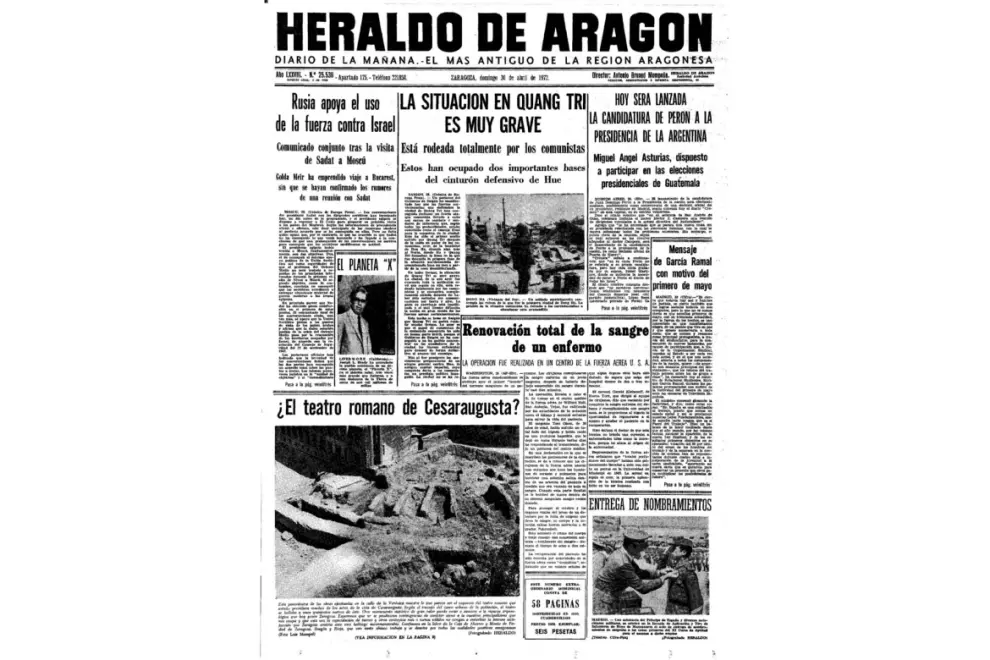 30.04.1972. Descubrimiento del Teatro Romano de Zaragoza