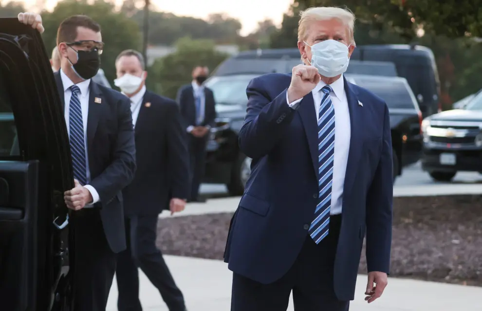 U.S. President Donald Trump departs Walter Reed National Military Medical Center in Bethesda, Maryland