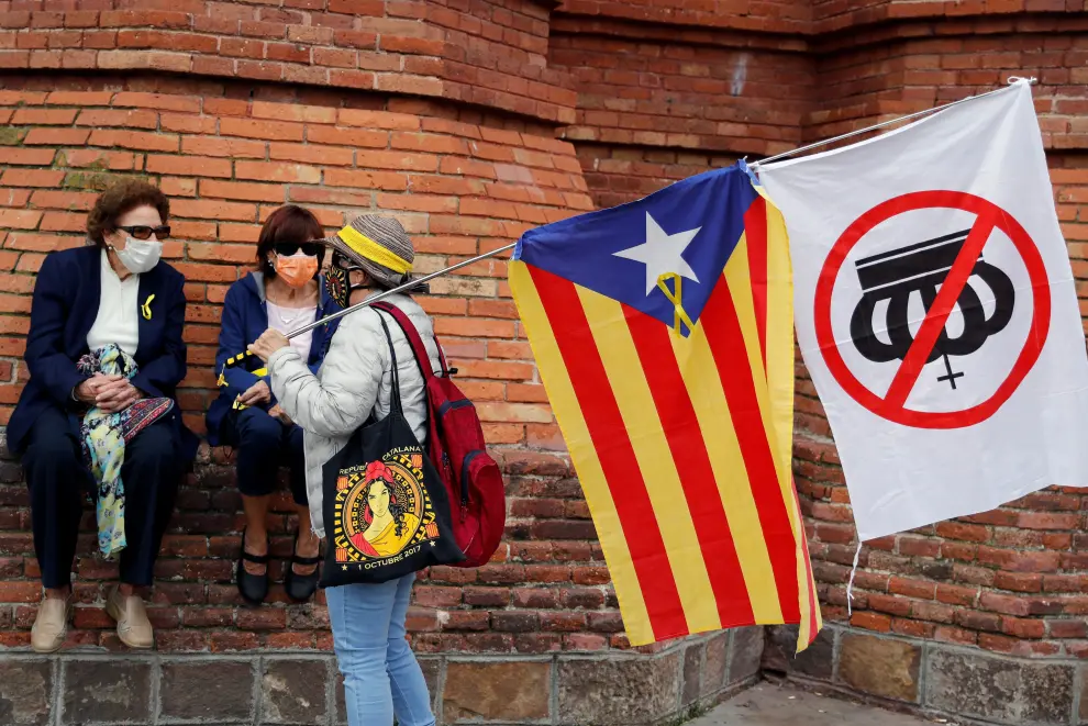 People protest against Spain's King Felipe visit for New Economy Week in Barcelona