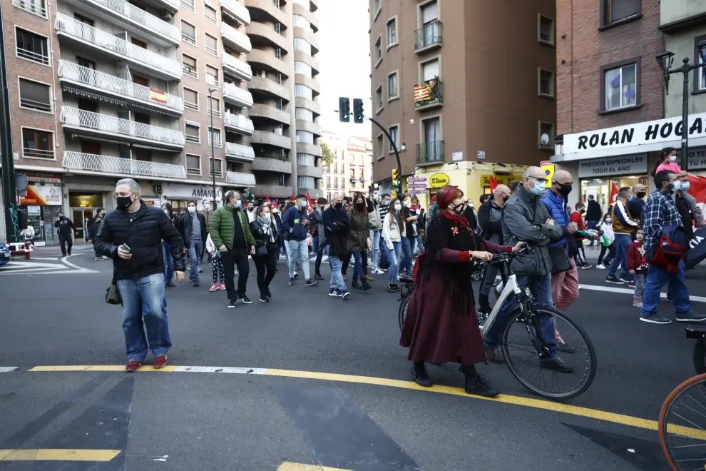Manifestación de trabajadores de Alumalsa, este sábado en Zaragoza.