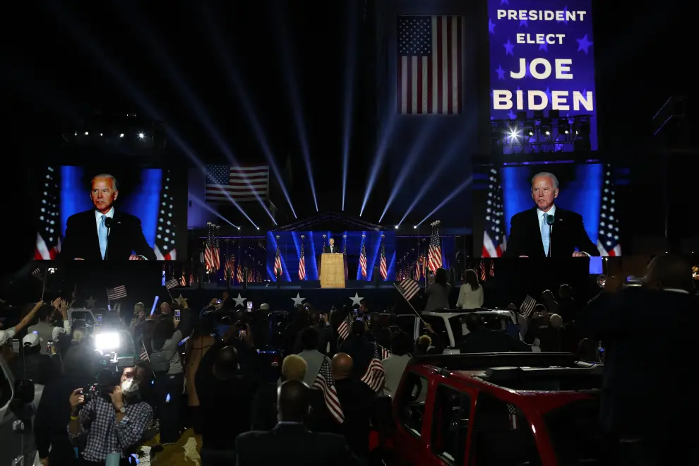 Joe Biden y Kamala Harris celebran haber ganado las elecciones a la Presidencia de Estados Unidos