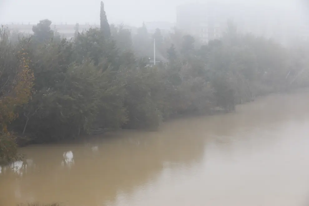 Zaragoza despierta entre la niebla