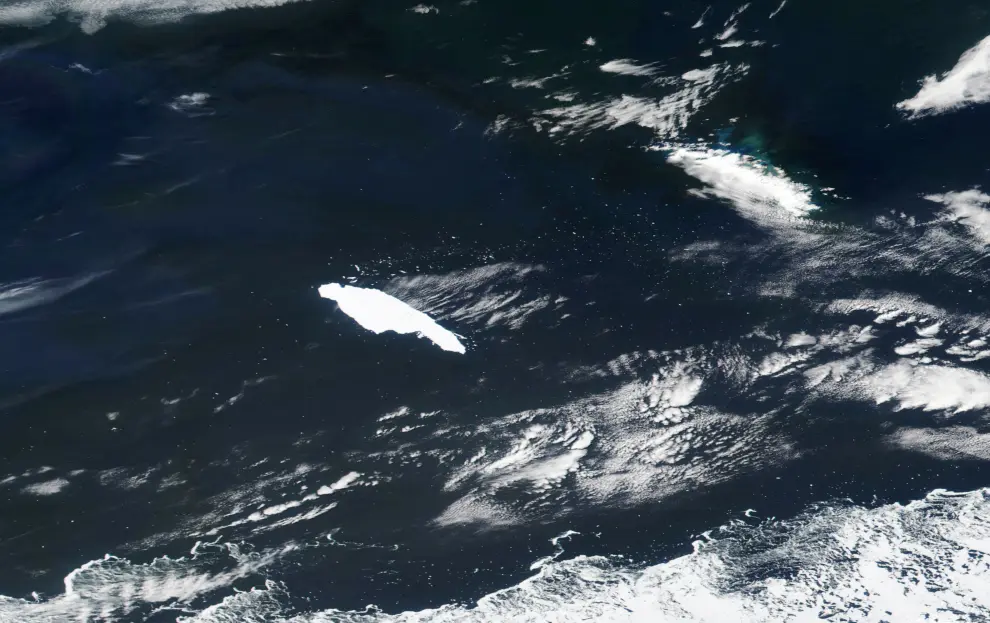 FILE PHOTO: Satellite image of the A-68A iceberg near South Georgia island in the South Atlantic