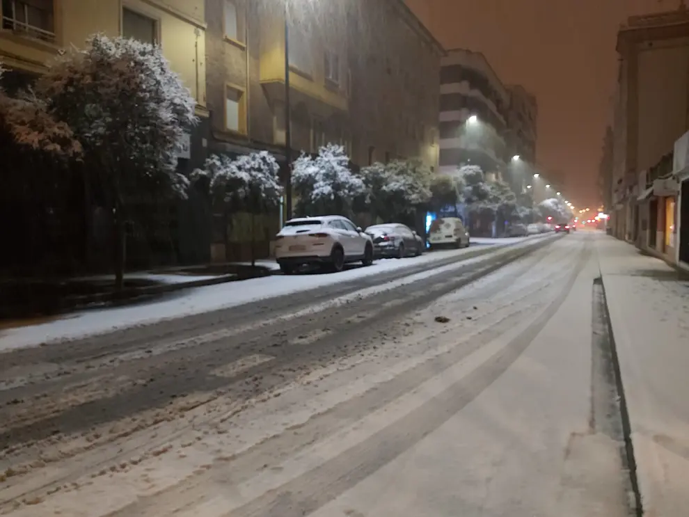Nieve caída en la plaza de San Francisco de Zaragoza y su entorno