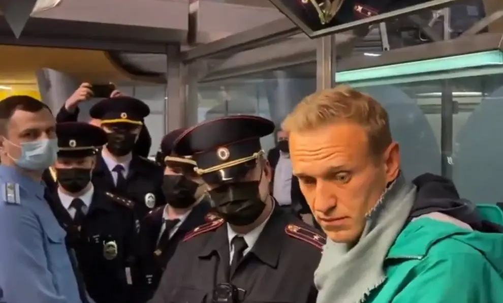 Navalni en el momento de su detención
