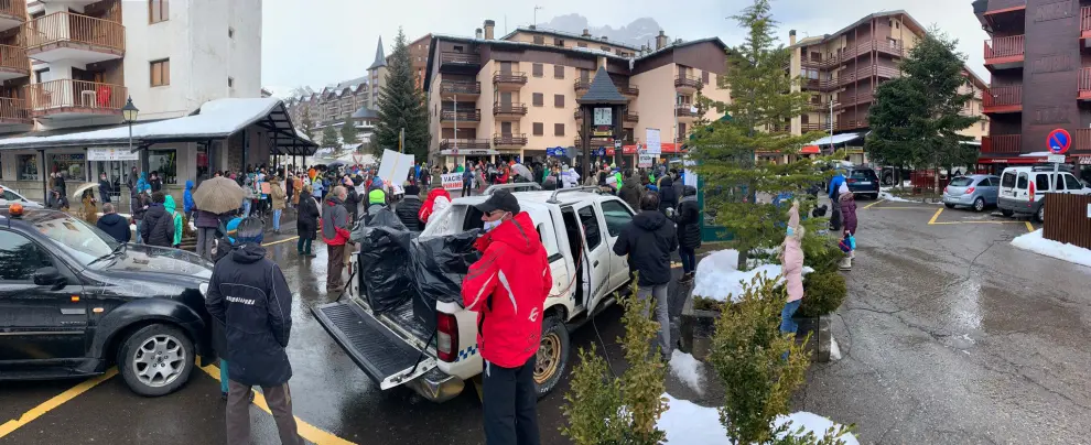 Protestas del sector de la nieve en el valle de Tena