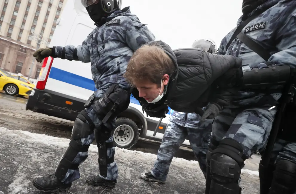 Detenciones masivas en Rusia en las manifestaciones de apoyo a Navalni