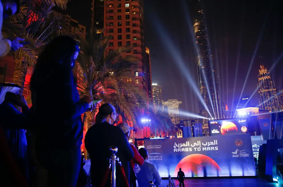 A woman looks on during an event to mark Hope Probe's entering the orbit of Mars, in Dubai, United Arab Emirates, February 9, 2021. REUTERS/Christopher Pike[[[REUTERS VOCENTO]]] EMIRATES-MARS/