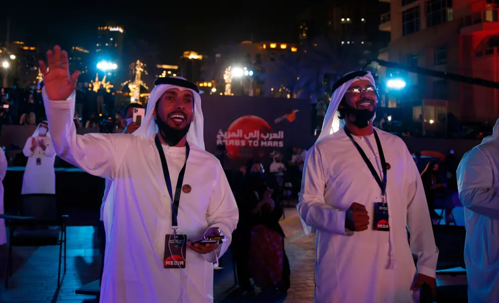 A woman looks on during an event to mark Hope Probe's entering the orbit of Mars, in Dubai, United Arab Emirates, February 9, 2021. REUTERS/Christopher Pike[[[REUTERS VOCENTO]]] EMIRATES-MARS/