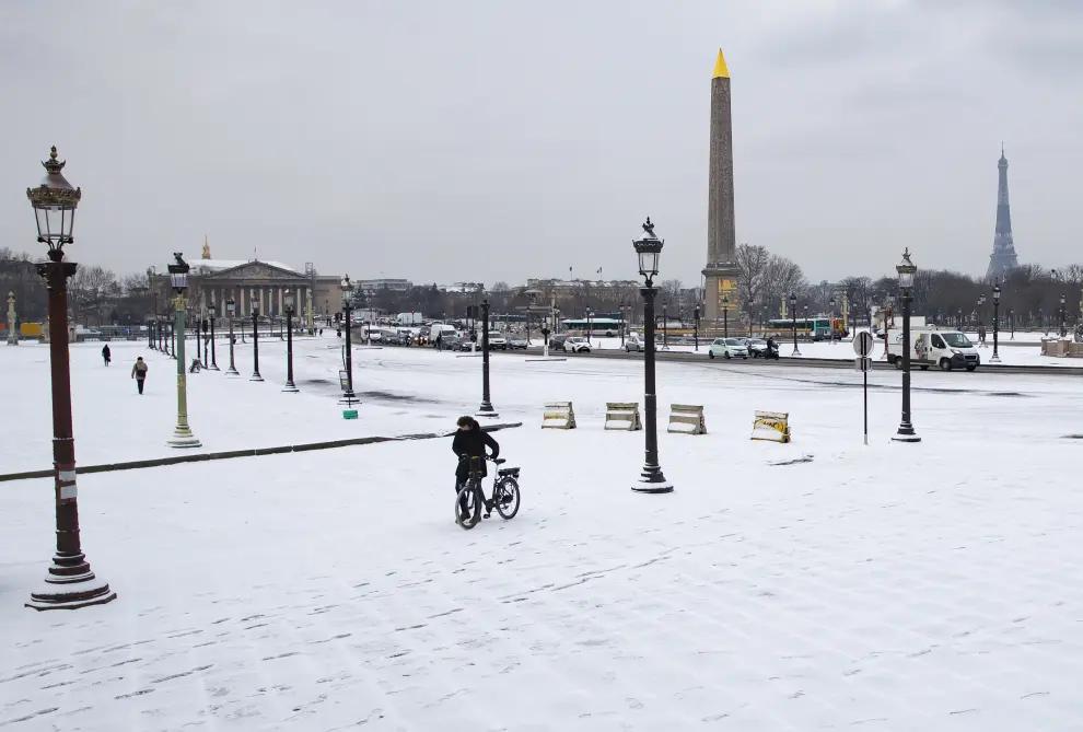 Paris blanketed in snow as winter chill sweeps across northern France