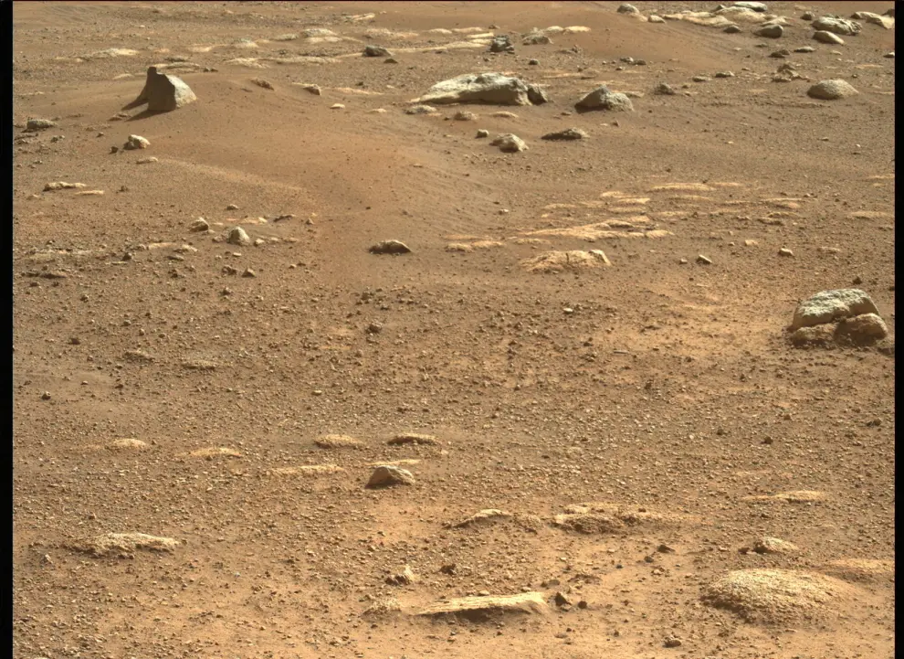 Mars (-), 21/02/2021.- A handout photo made available by NASA shows rocks and soil around NASA's Perseverance Mars rover, on Sol 3, the third Martian day of the mission, 21 February 2021 (issued 25 February 2021). Perseverance's main mission on Mars is astrobiology and the search for signs of ancient microbial life, according to NASA. EFE/EPA/NASA/JPL-Caltech HANDOUT HANDOUT EDITORIAL USE ONLY/NO SALES NASA Perseverance Rover images from Mars surface