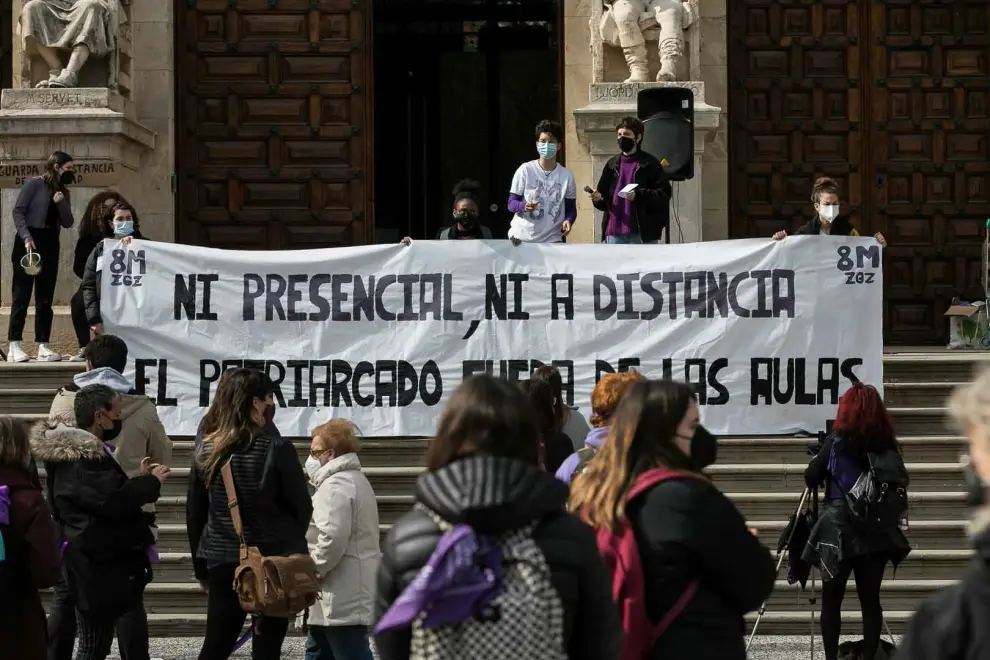 Concentraciones por el Día de la Mujer en Zaragoza.