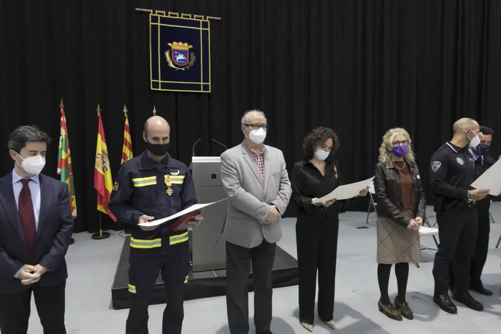 Sala Multiusos del Palacio de Congresos de Huesca.Entrega de distinciones a bomberos con motivo de la Festividad de San Juan de Dios/ 8-3-2021 / Foto Rafael Gobantes[[[FOTOGRAFOS]]]
