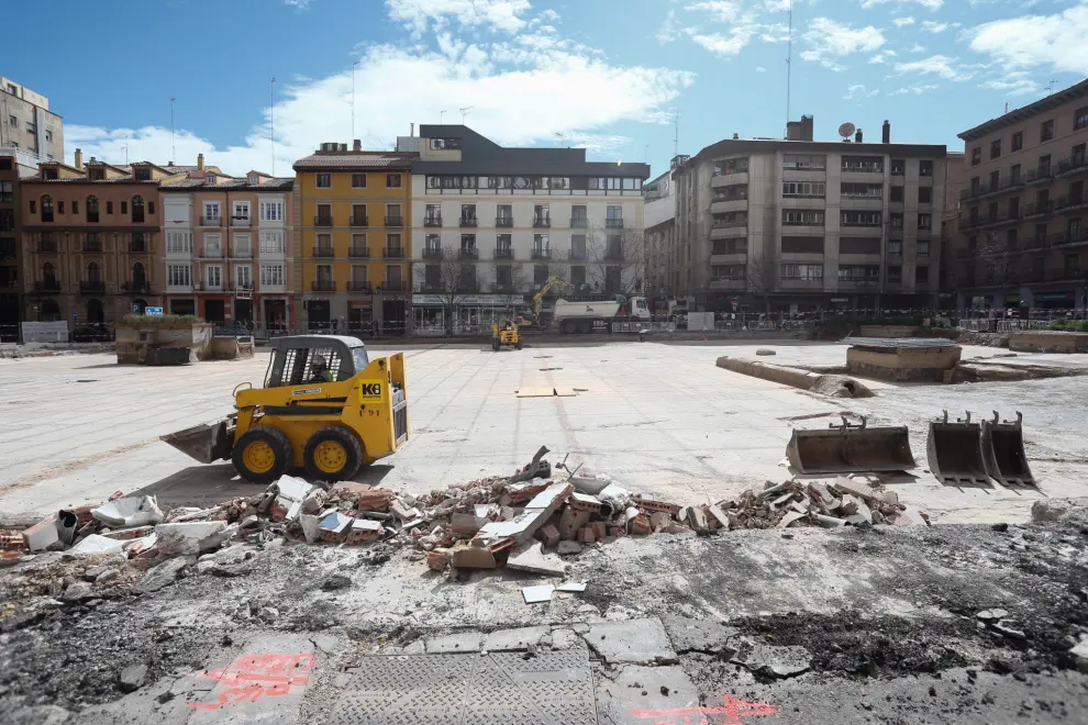 Obras en la plaza de Salamero de Zaragoza