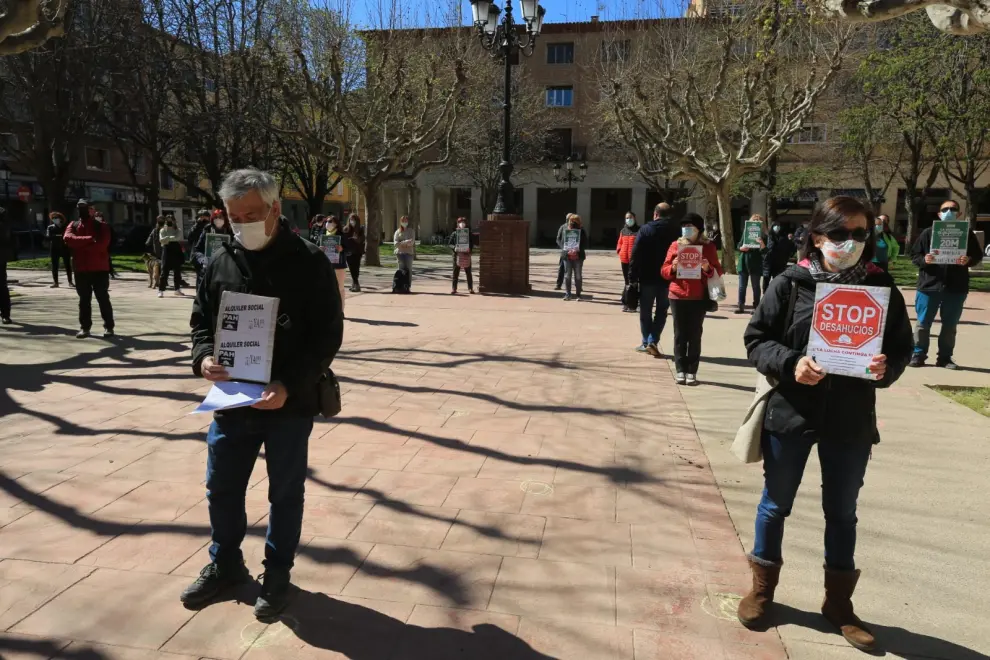Manifestación en Huesca para exigir más vivienda social.