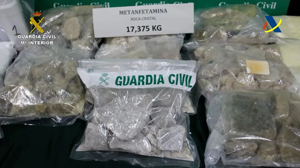 La Guardia Civil interviene 36 kilos de metanfetamina con destino María de Huerva.