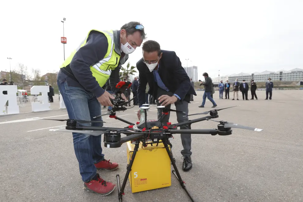 Presentación de Hera Drone Hub, el primer espacio urbano en Europa de entrenamiento con drones, en Zaragoza.