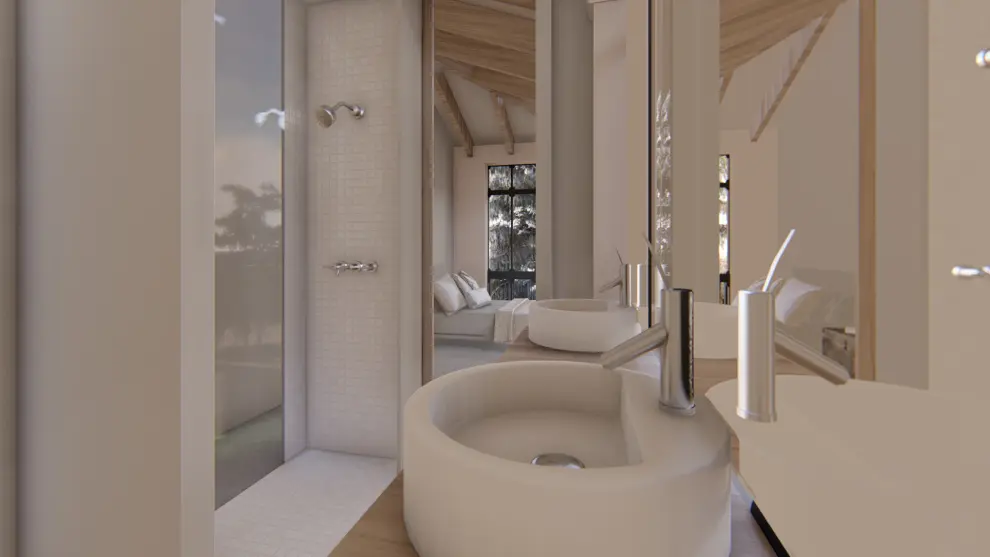 Los baños están diseñados para crear un ambiente de relajación.