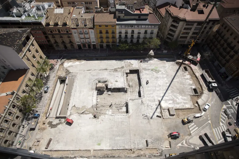Avanzan las obras en la plaza de Salamero de Zaragoza