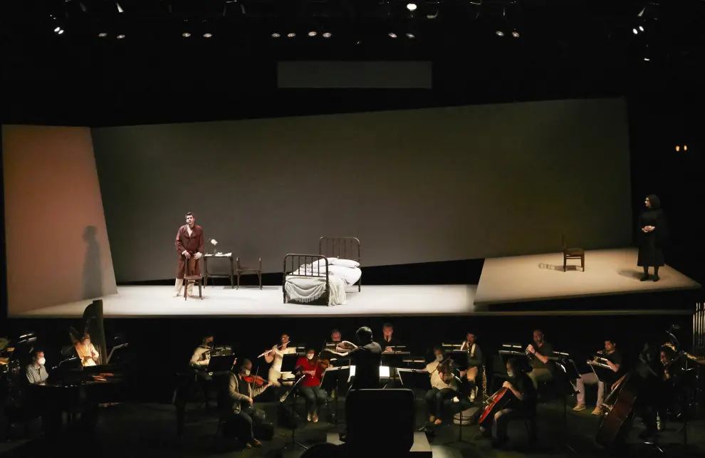 Imagen de uno de los ensayos de la ópera 'Tránsito', del zaragozano Jesús Torres.