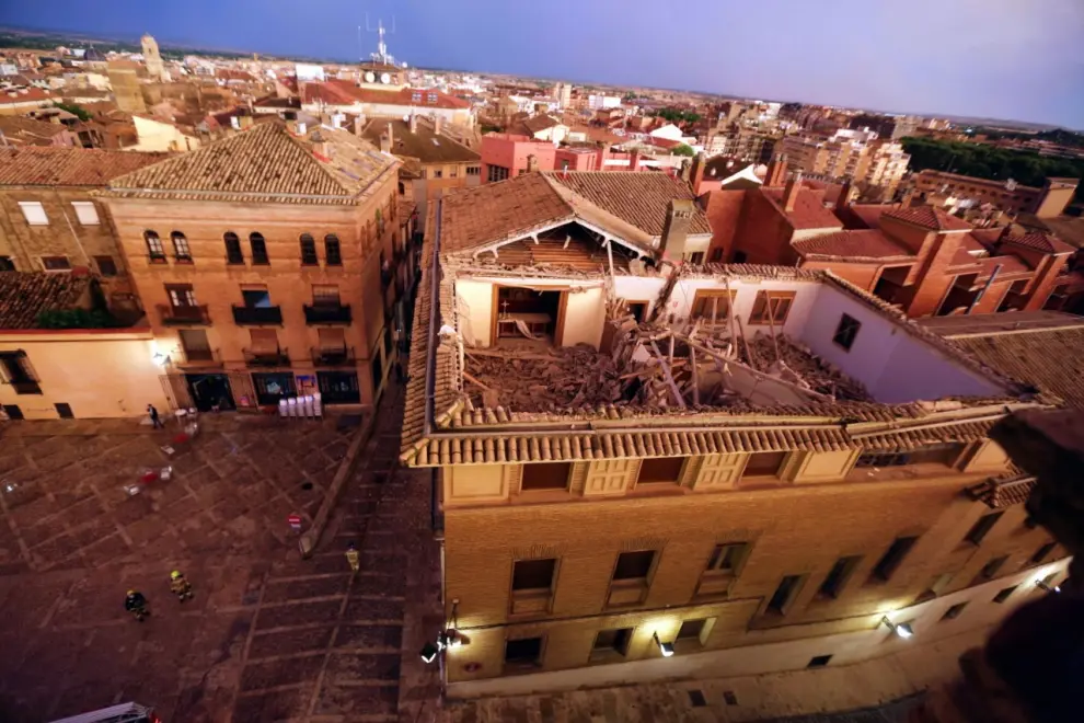 La tormenta hunda el techo del obispado de Huesca