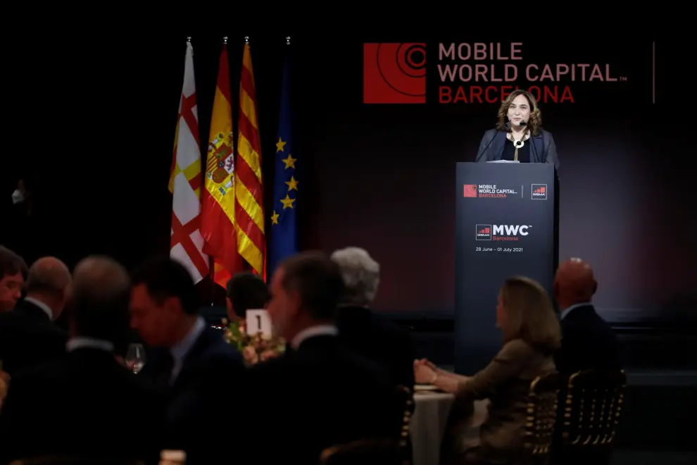 Felipe VI, Pedro Sánchez, Pere Aragonès y Ada Colau en el Barcelona Mobile World Congress.
