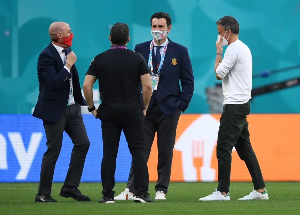 Luis Enrique en el estadio Krestovski escenario del partido de cuartos de final de la Eurocopa Suiza-España