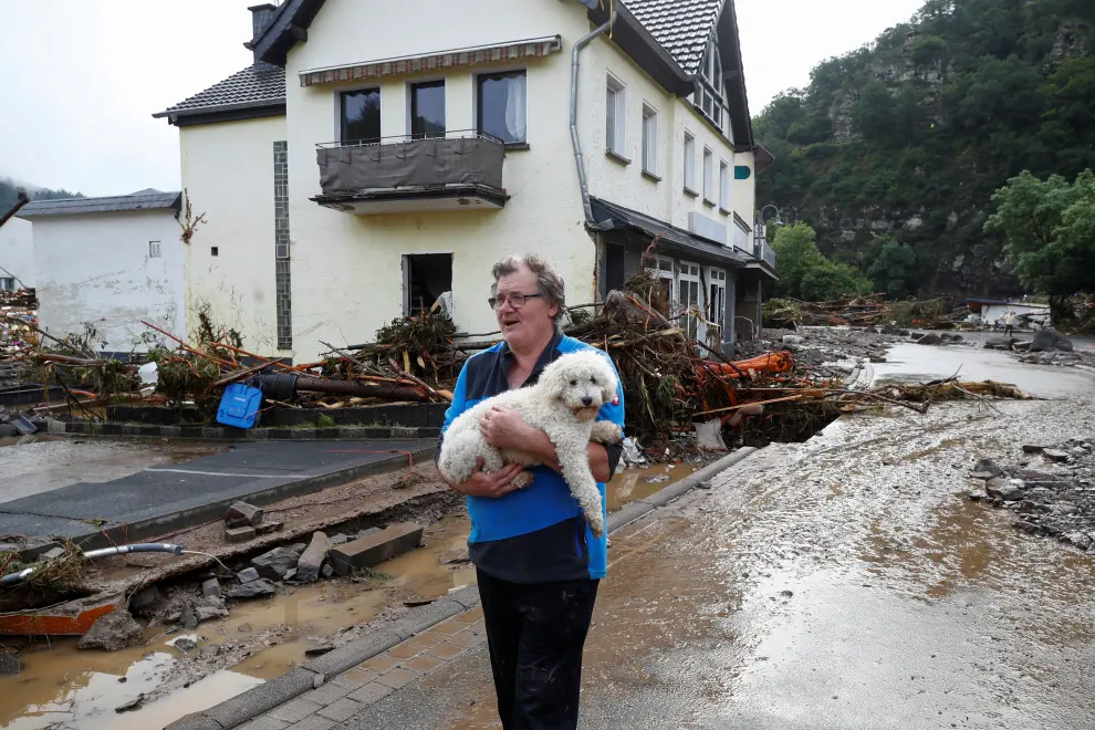Debris brought by the flood new seen on the street following heavy rainfalls in Schuld, Germany, July 15, 2021. REUTERS/Wolfgang Rattay[[[REUTERS VOCENTO]]] EUROPE-WEATHER/GERMANY