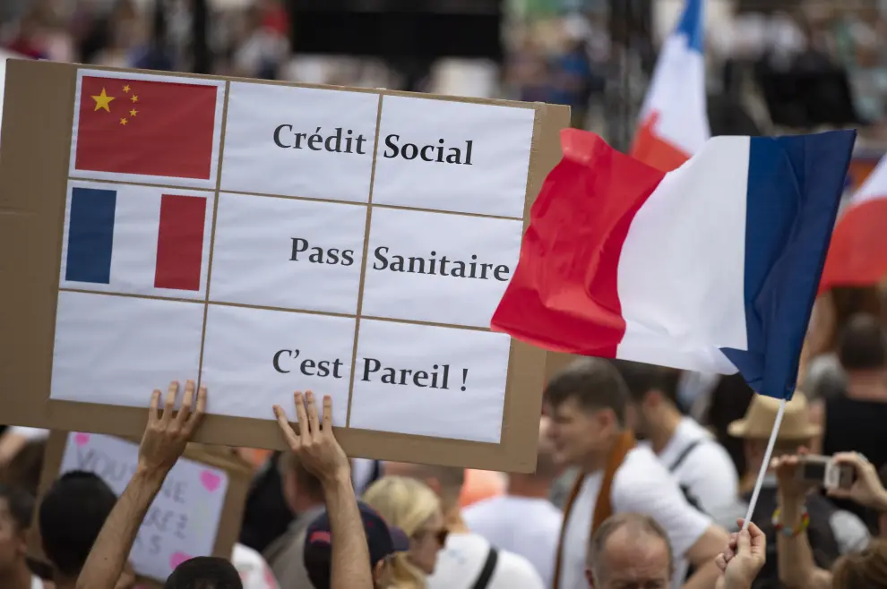 Anti Sanitary pass demonstration in Paris