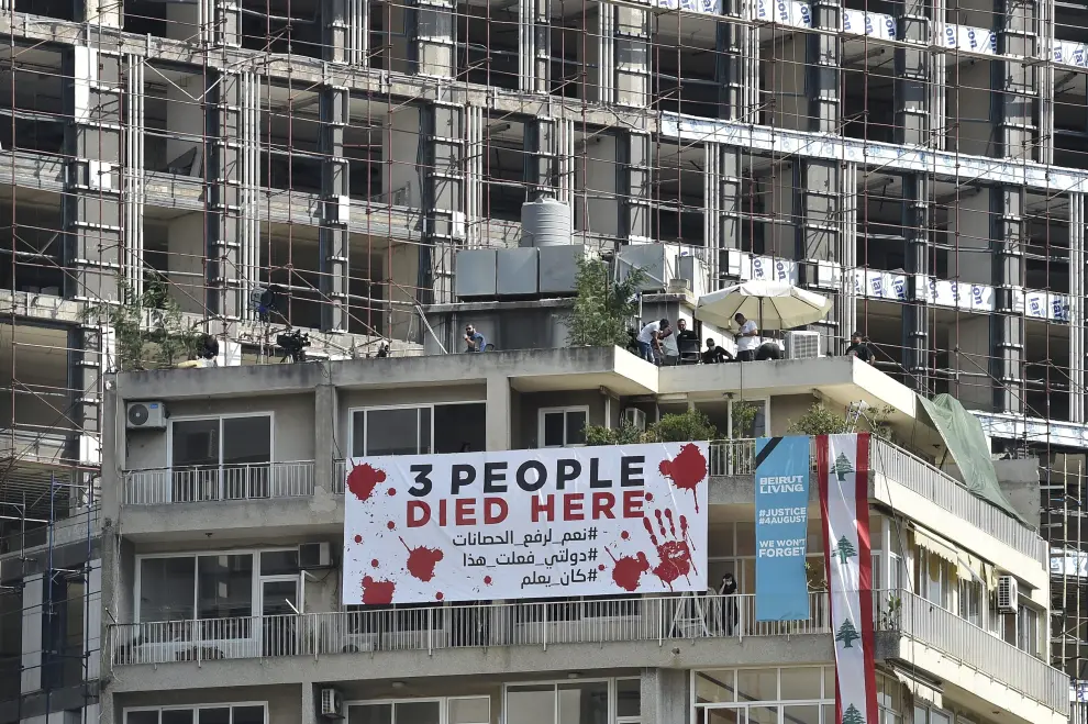 Homenaje a las víctimas de la explosión de Beirut un año después de la tragedia.