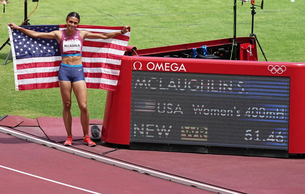 La estadounidense Sydney McLaughlin, nueva campeona olímpica de 400 m vallas.