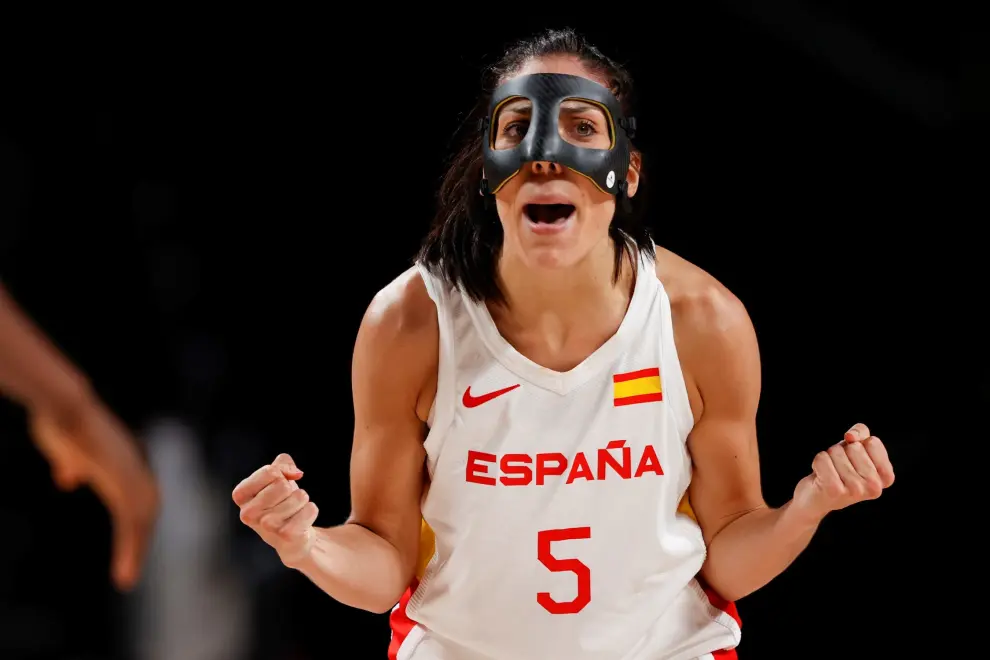 Cristina Ouviña, en los cuartos de final de los Juegos Olímpicos de Tokio en el partido España-Francia