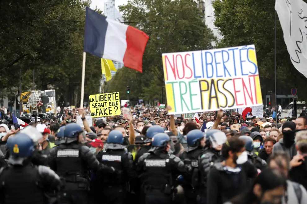 Protest against vaccine pass in Paris