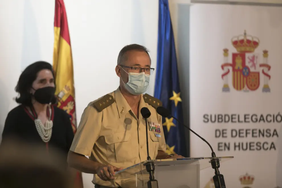 El subdelegado de Defensa en Huesca, Rafael Matilla, en su exposición.