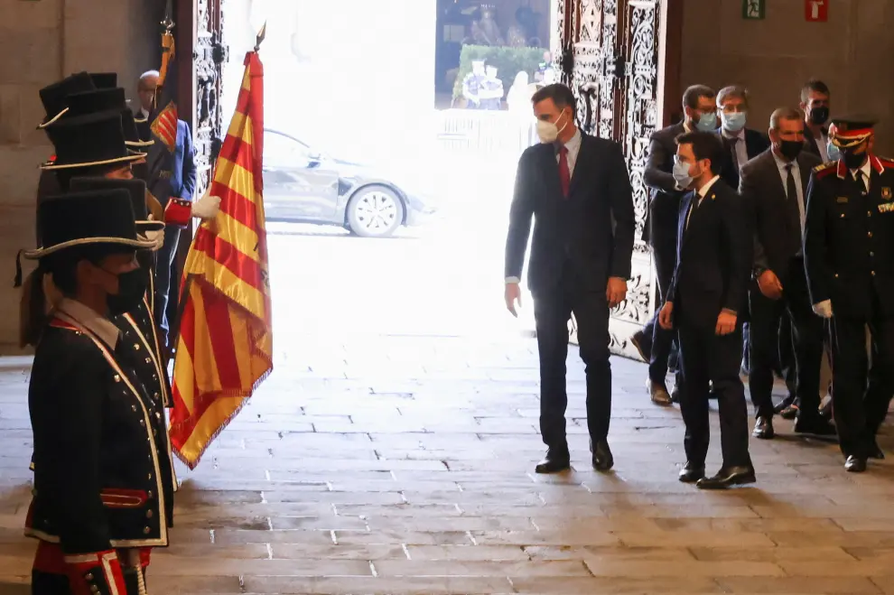 Catalonia's regional President Aragones meets Spanish PM Sanchez, in Barcelona