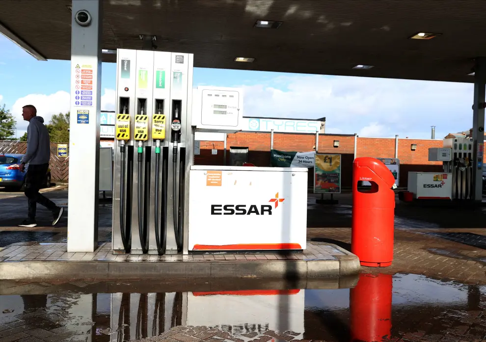 An Essar petrol station with pumps showing no fuel in Stanley, County Durham, Britain, September 27, 2021.  REUTERS/Lee Smith[[[REUTERS VOCENTO]]] POWER-PRICES/BRITAIN