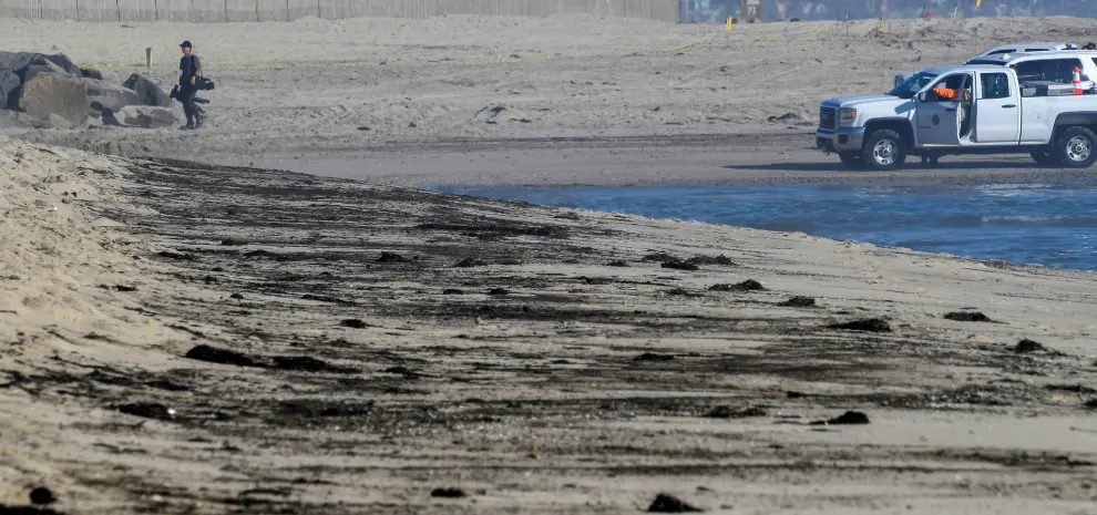 Oil spill off the coast of California has come ashore in Huntington beach
