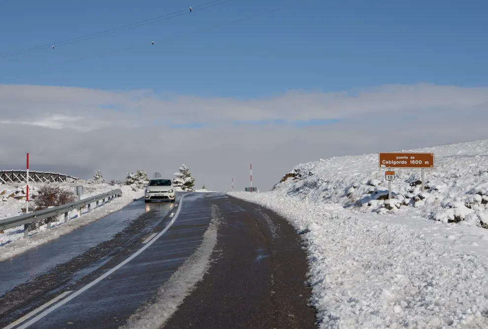 Temporal de nieve en Teruel: afecciones en la carretera A-226.