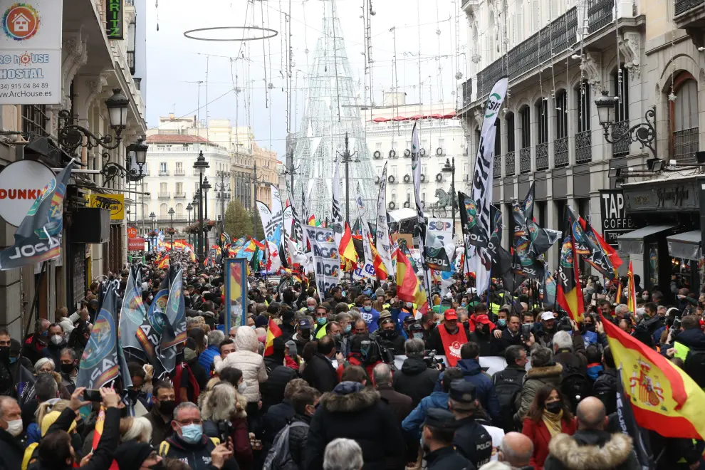 Protesta en Madrid de los sindicatos policiales, bajo el lema 'No a la inseguridad ciudadana'.