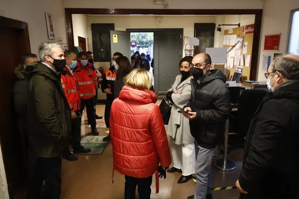 Reunión del presidente del Gobierno de Aragón en Alagón con alcaldes de las zonas afectadas