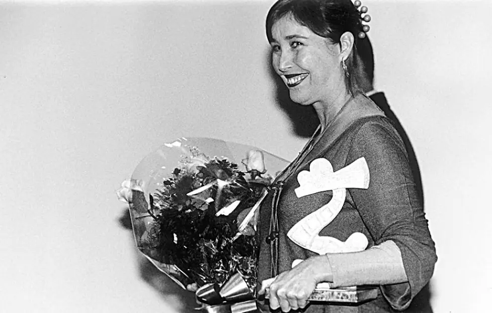 La actriz Verónica Forqué en 1997 durante un homenaje póstumo en Zaragoza a su padre, el realizador José María Forqué