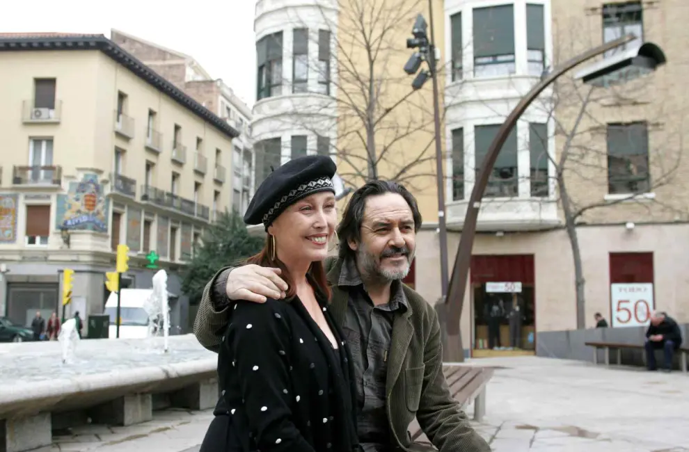 La actriz Verónica Forqué y el actor Santiago Ramos presentando la obra 'Ay, Carmela' en el Teatro Principal de Zaragoza