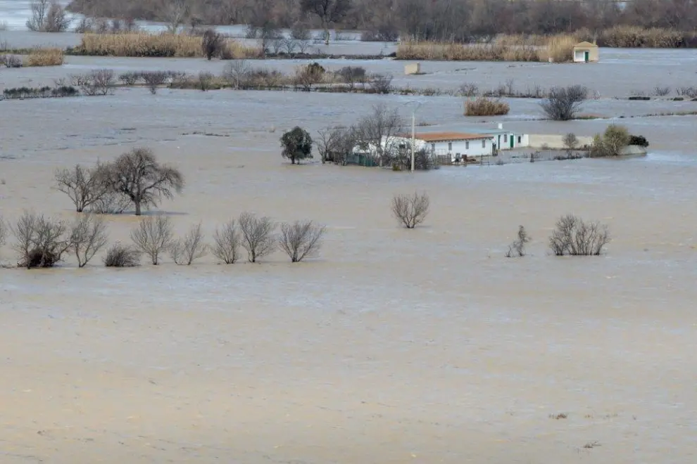 Crecida del río Ebro a su paso por Gallur en 2015