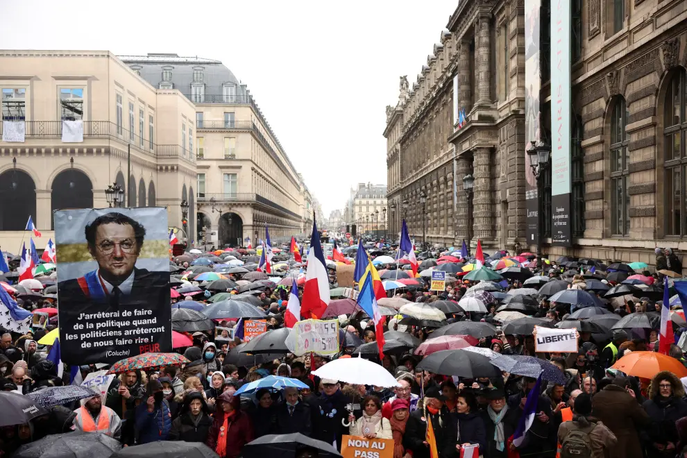 Protest against COVID-19 vaccine pass in Paris